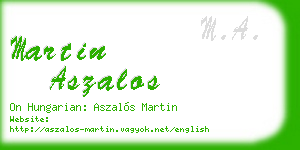martin aszalos business card